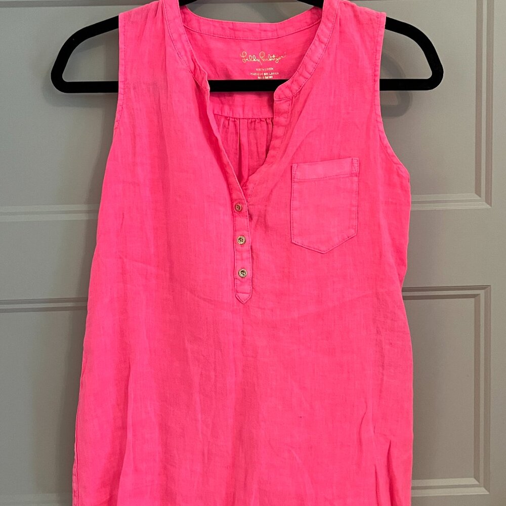 Lilly Pulitzer Bright Pink Linen Tank size XS